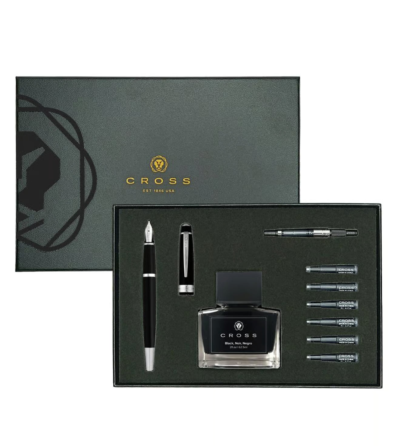 Cross Bailey Black Lacqeur & Bottle Ink Set Fountain Pen