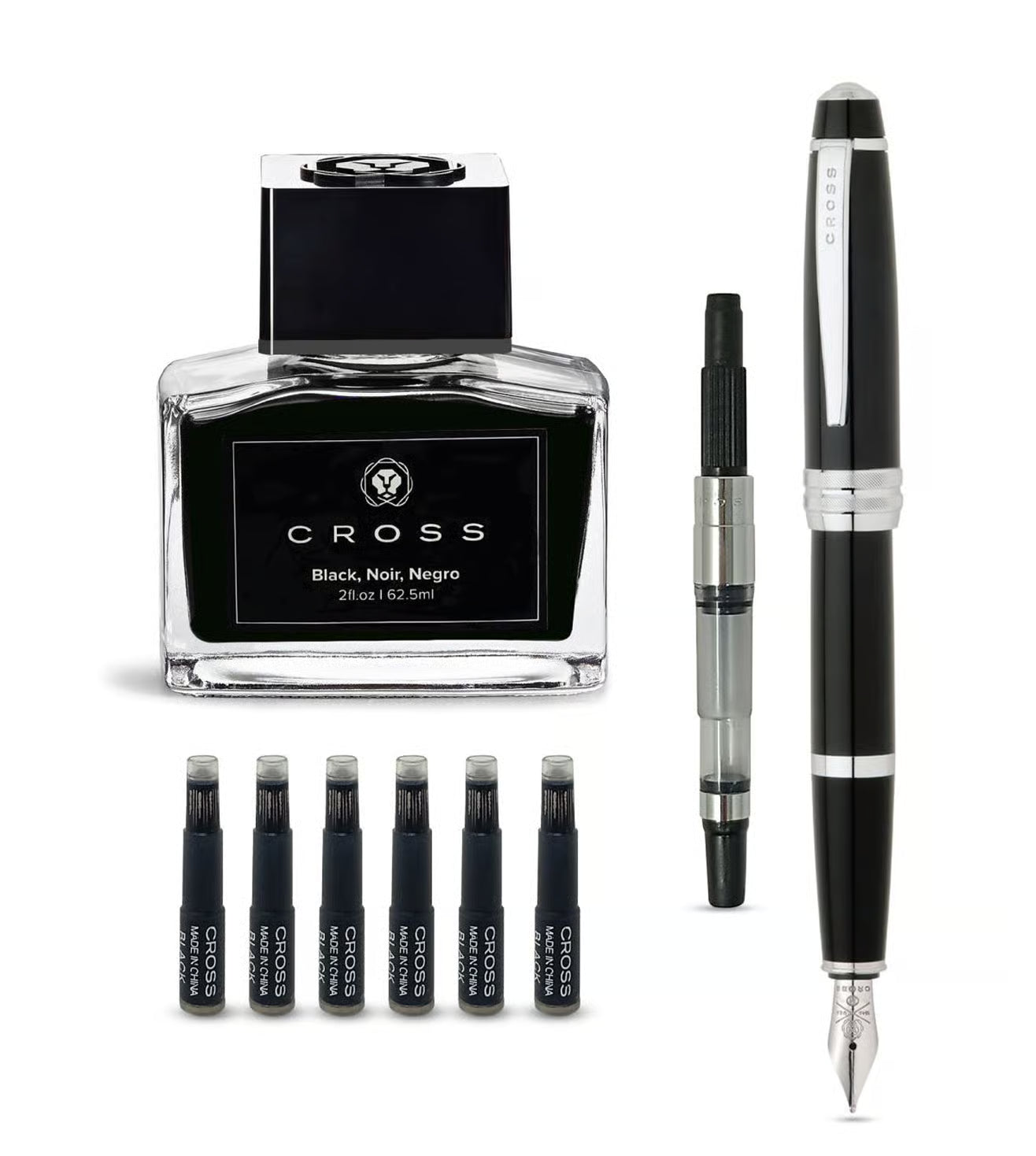 Cross Bailey Black Lacqeur & Bottle Ink Set Fountain Pen