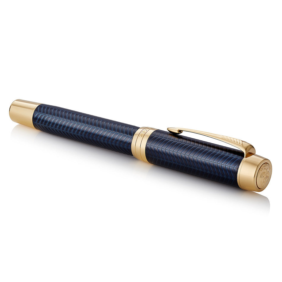 Parker Duofold Prestige Fountain Pen Blue Chevron Gold Trim