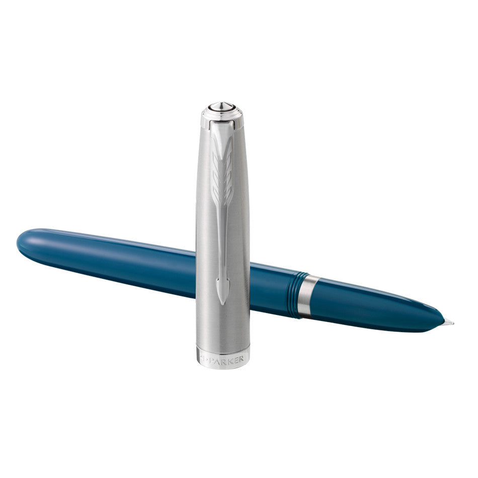 Parker 51 Fountain Pen Teal Blue Chrome Trim