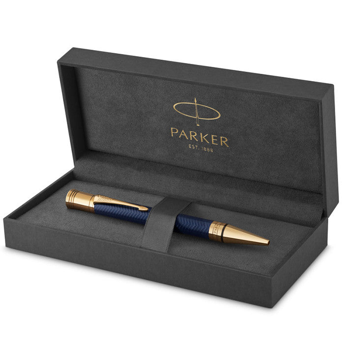 Parker Duofold Prestige Ballpoint Pen Blue Chevron
