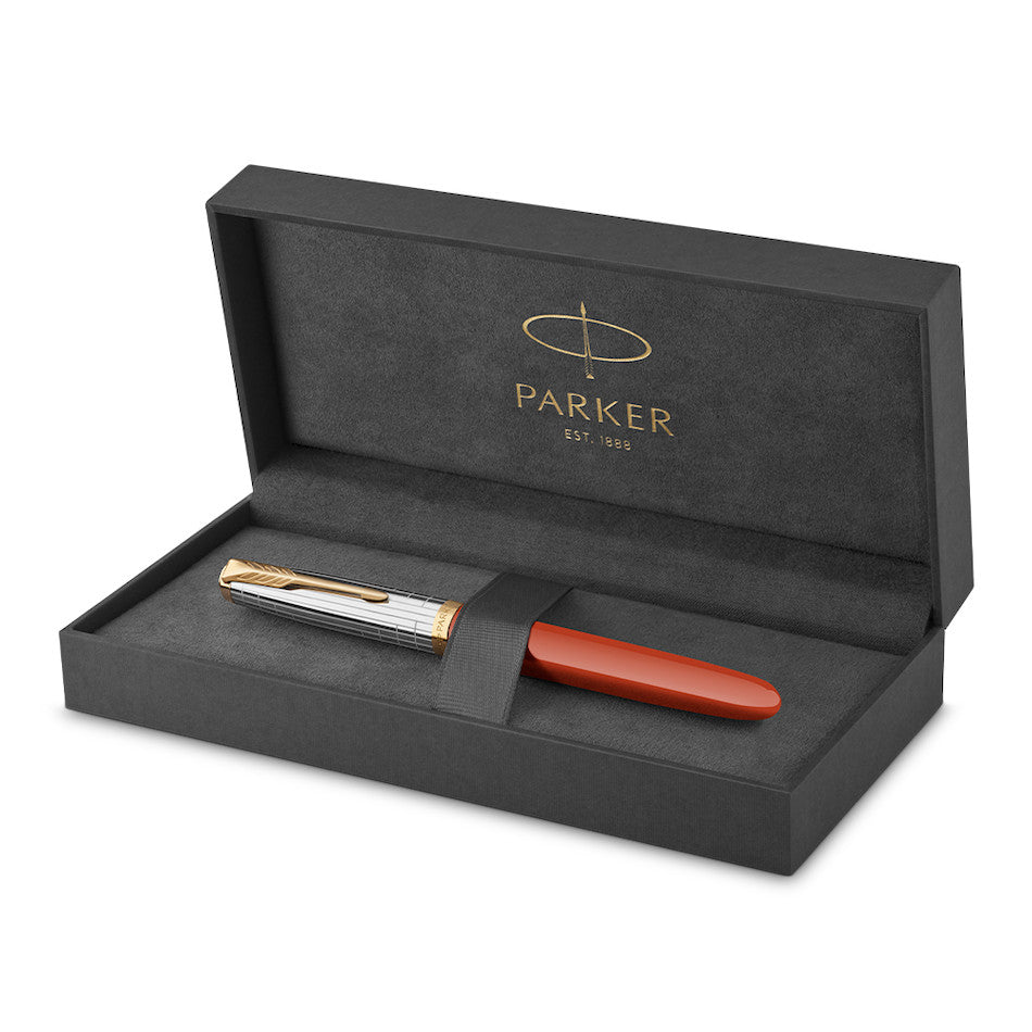 Parker 51 Fountain Pen Rage Red with Gold Trim