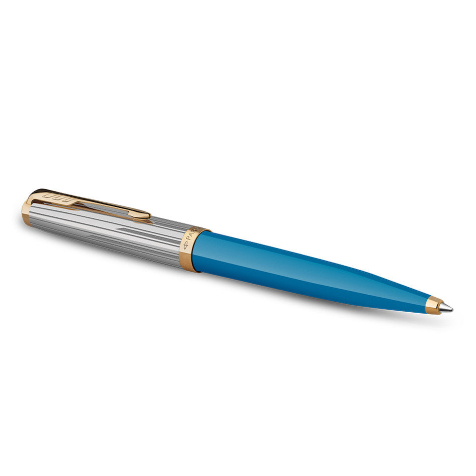 Parker 51 Ballpoint Pen Turquoise with Gold Trim
