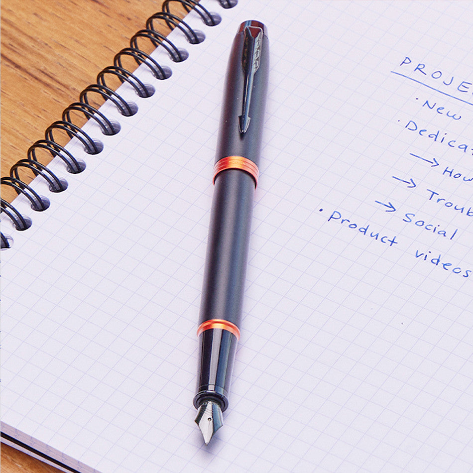 Parker IM Vibrant Rings Fountain Pen Black & Flame Orange