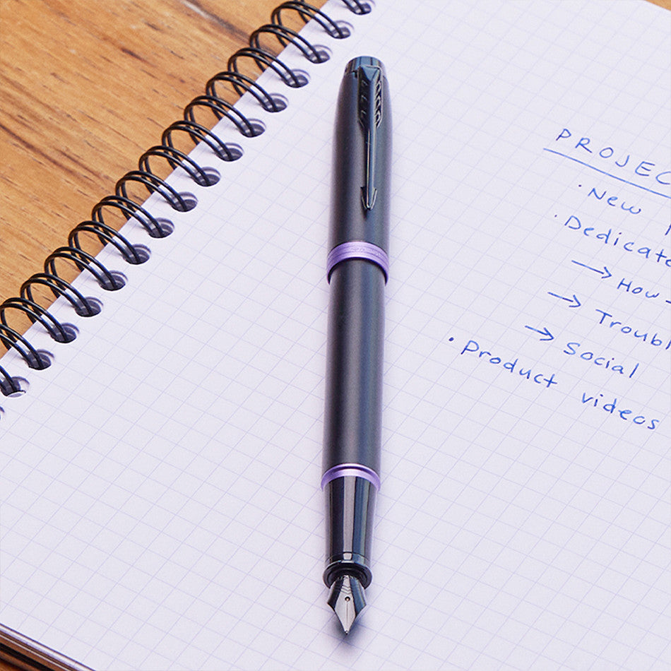 Parker IM Vibrant Rings Fountain Pen Black & Amethyst Purple
