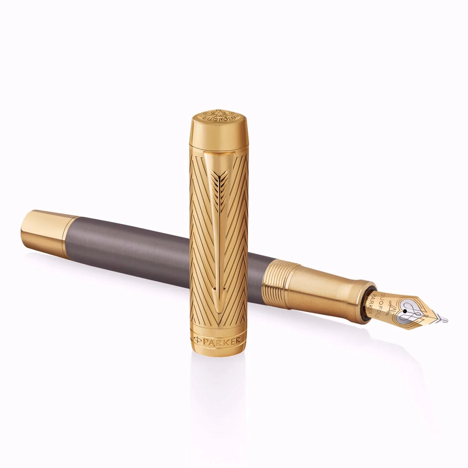 Parker Duofold Pioneers Collection Fountain Pen Grey with Gold Trim Fine