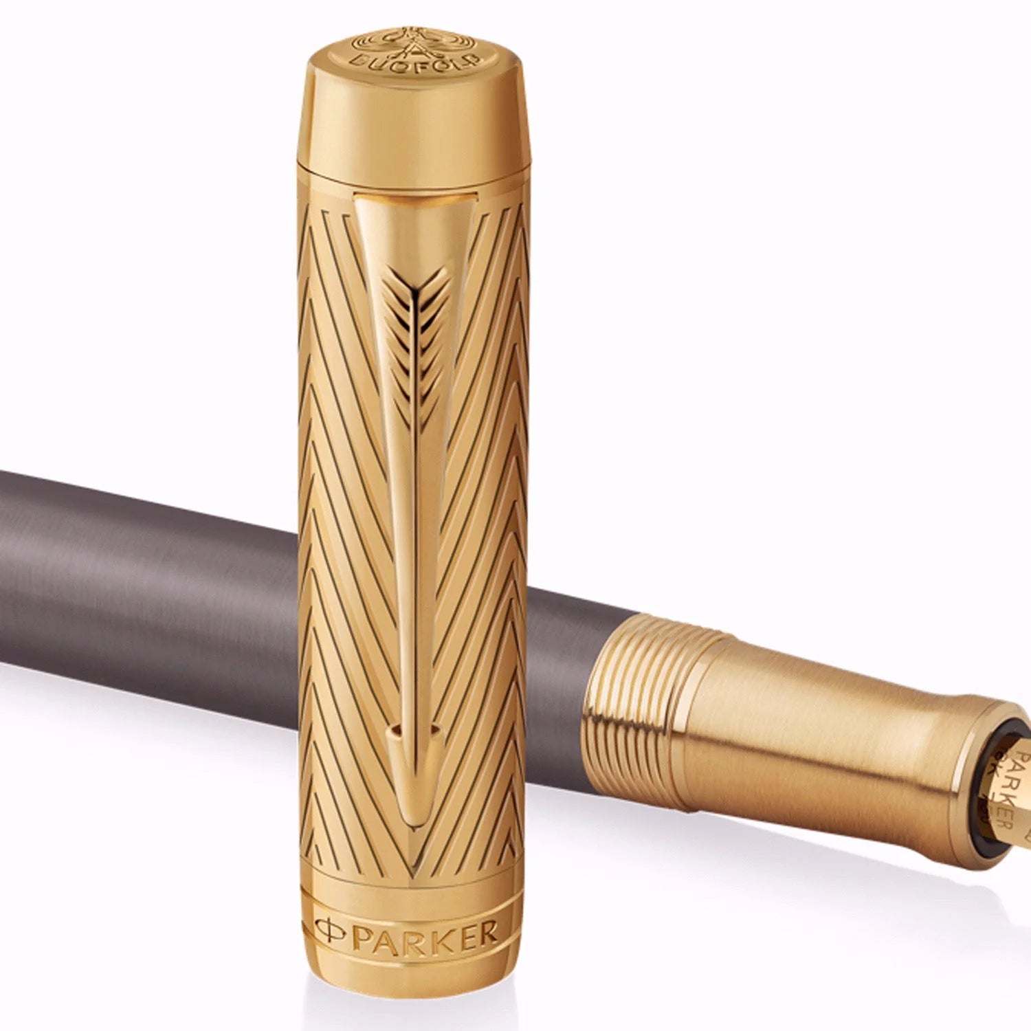 Parker Duofold Pioneers Collection Fountain Pen Grey with Gold Trim Fine