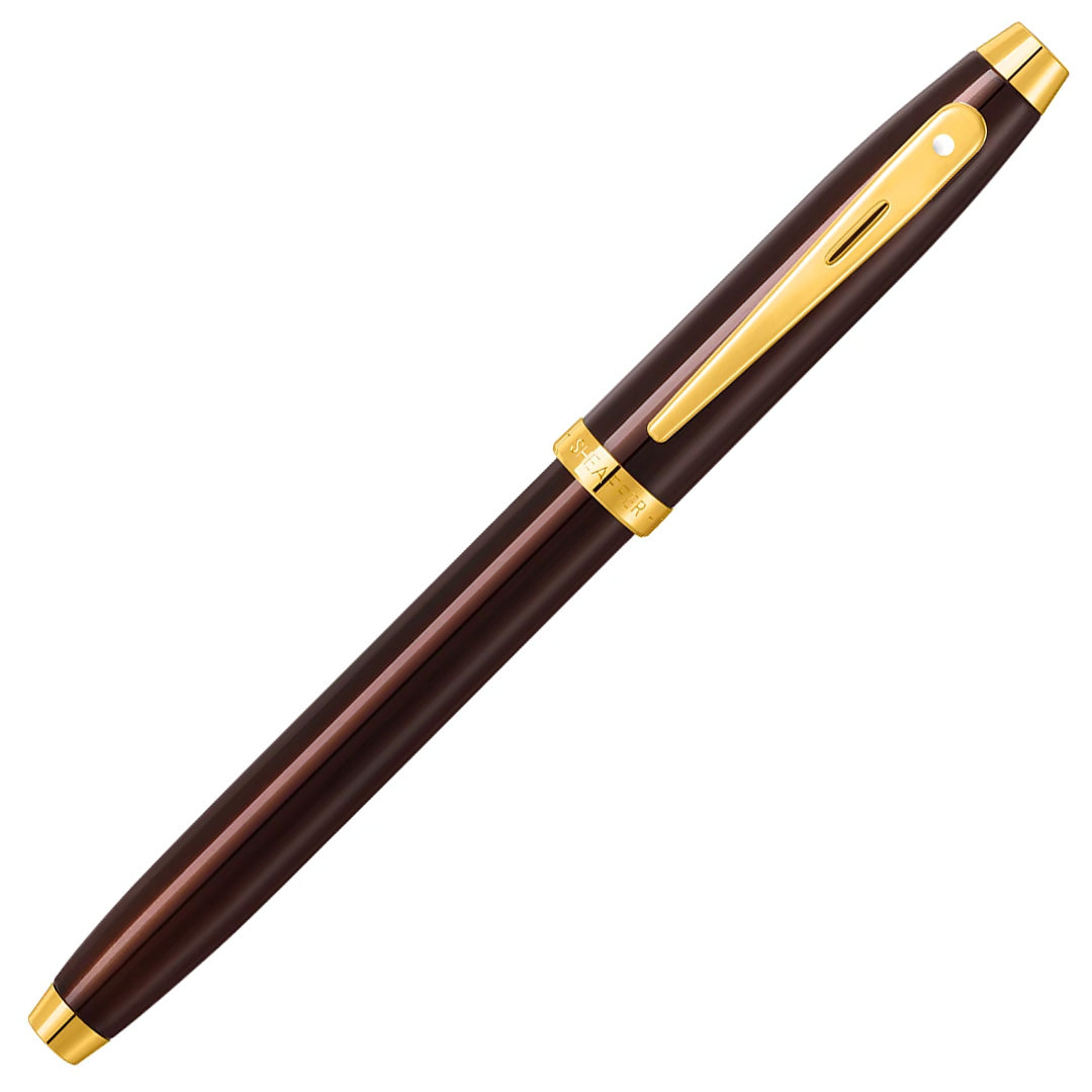 Sheaffer 100 Fountain Pen Coffee Brown With PVD Gold Trim