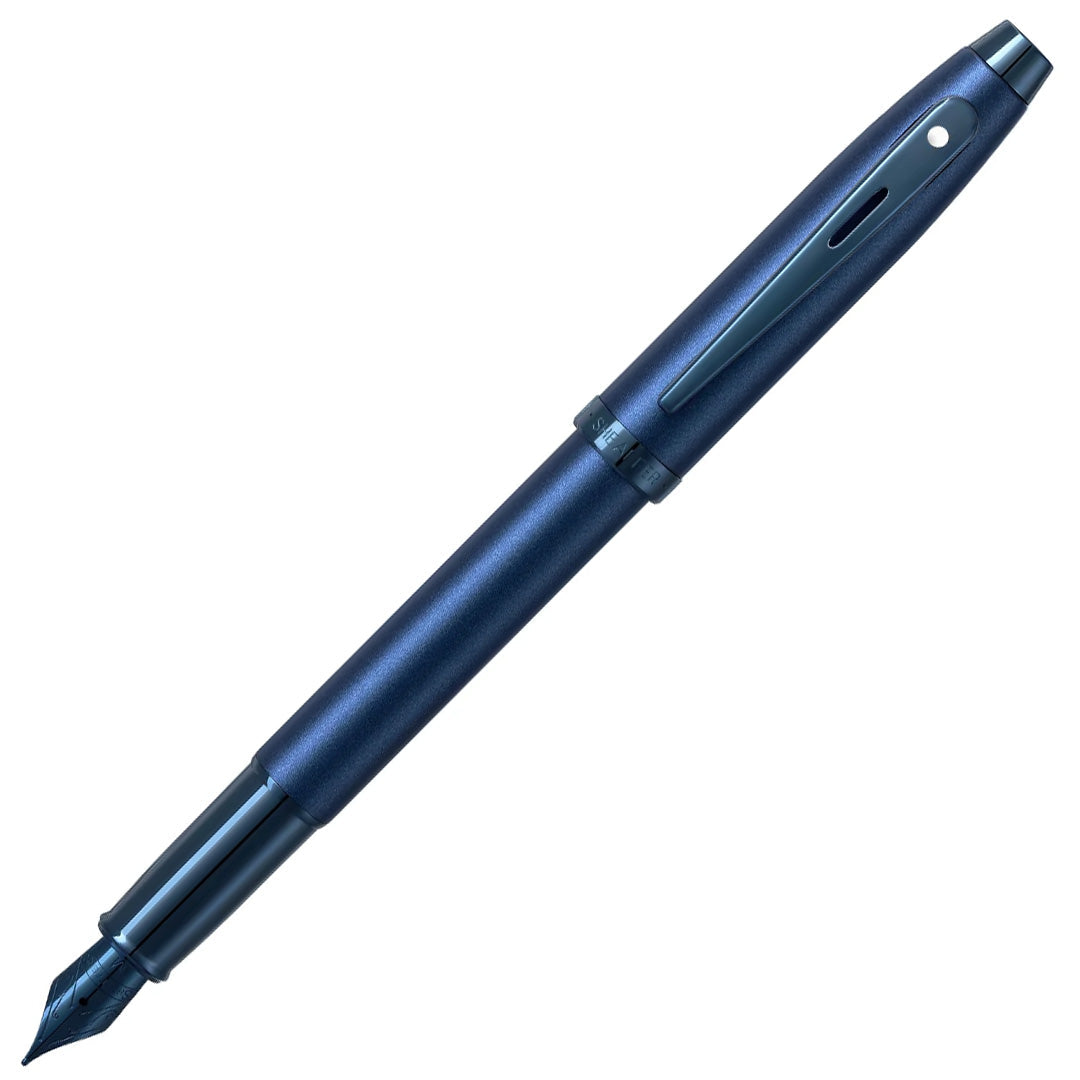 Sheaffer 100 Fountain Pen Satin Blue With PVD Blue Trim