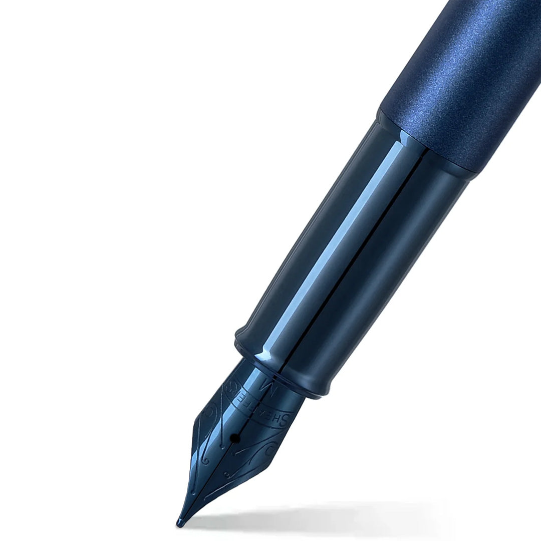Sheaffer 100 Fountain Pen Satin Blue With PVD Blue Trim