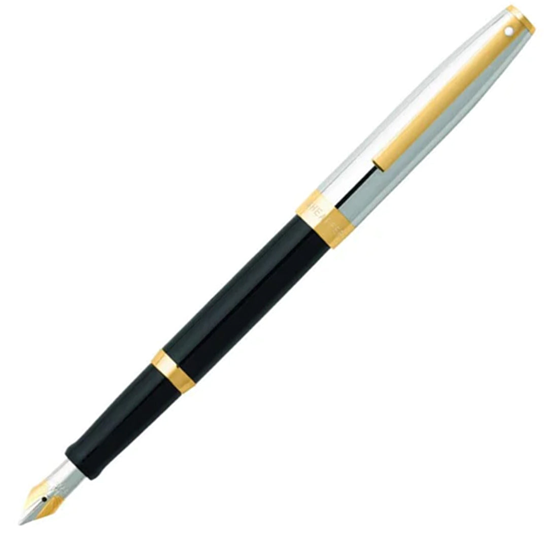 Sheaffer Sagaris  Fountain Pen Glossy Black Barrel with Chrome Cap and Gold Trim