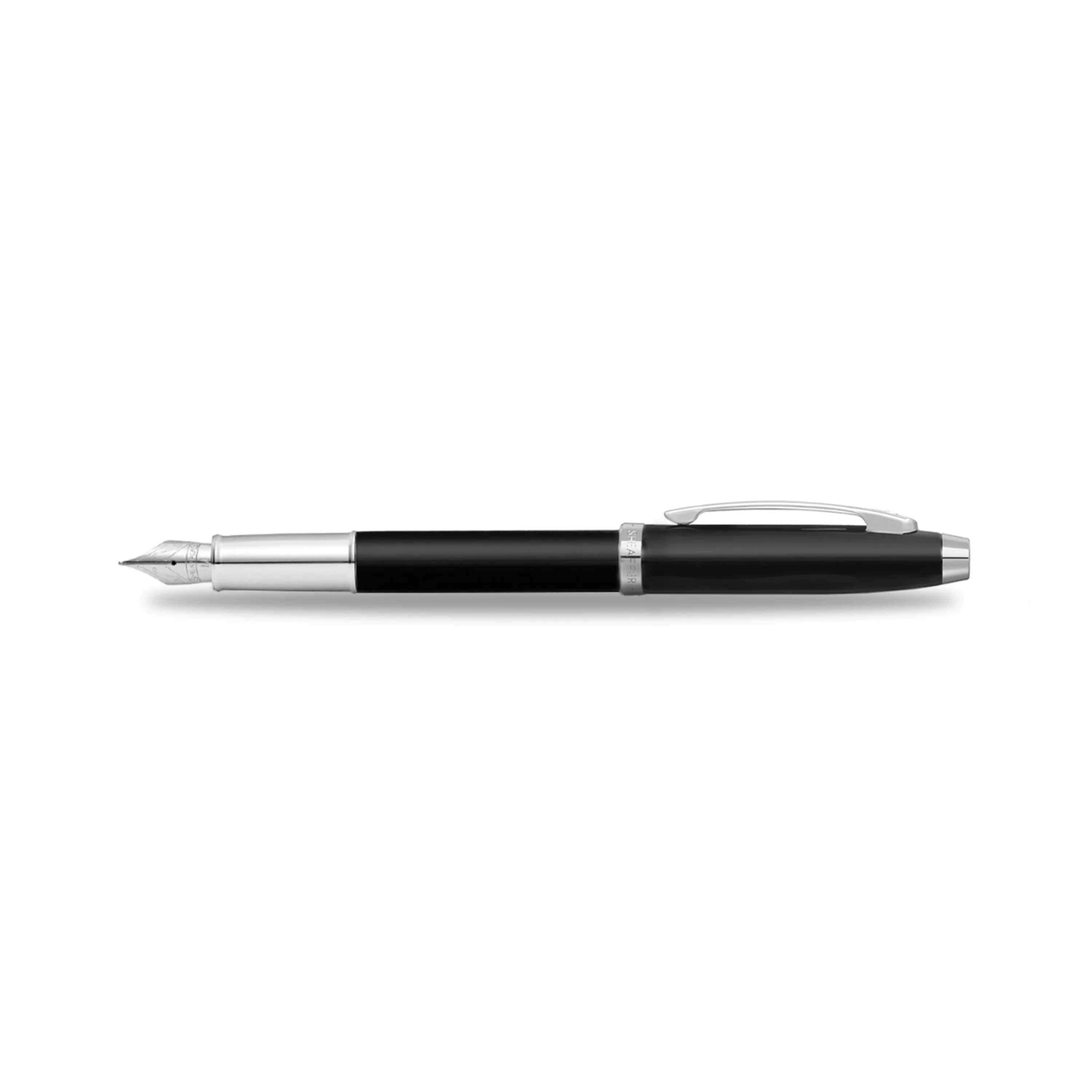 Sheaffer 100 Fountain Pen Black Lacquer with Chrome Trim