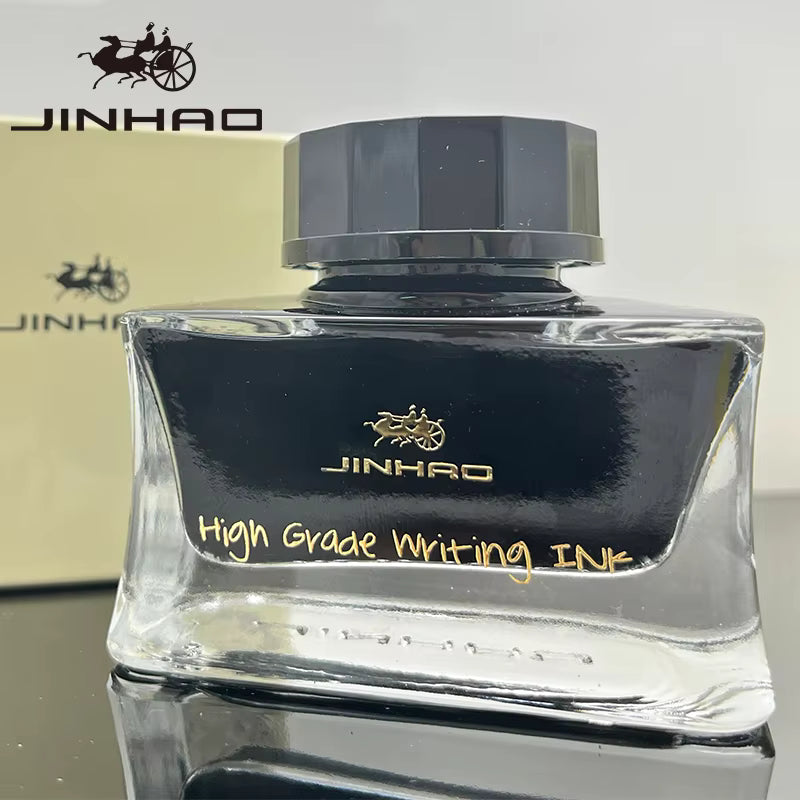 Jinhao 100 Centennial Gold Fountain Pen – Fine Nib, Brown Resin Checkerboard Design with Ink Pot