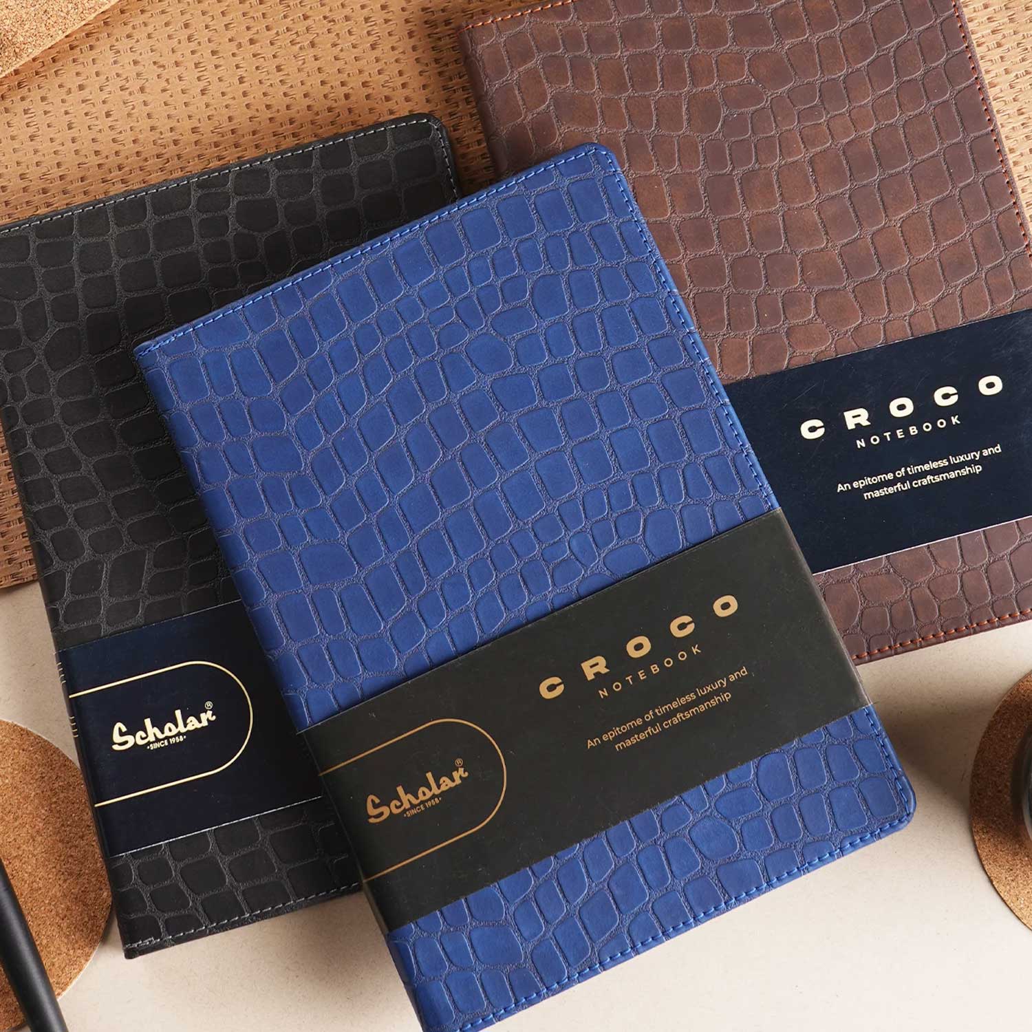 Scholar Croco Blue Notebook - A5, Ruled