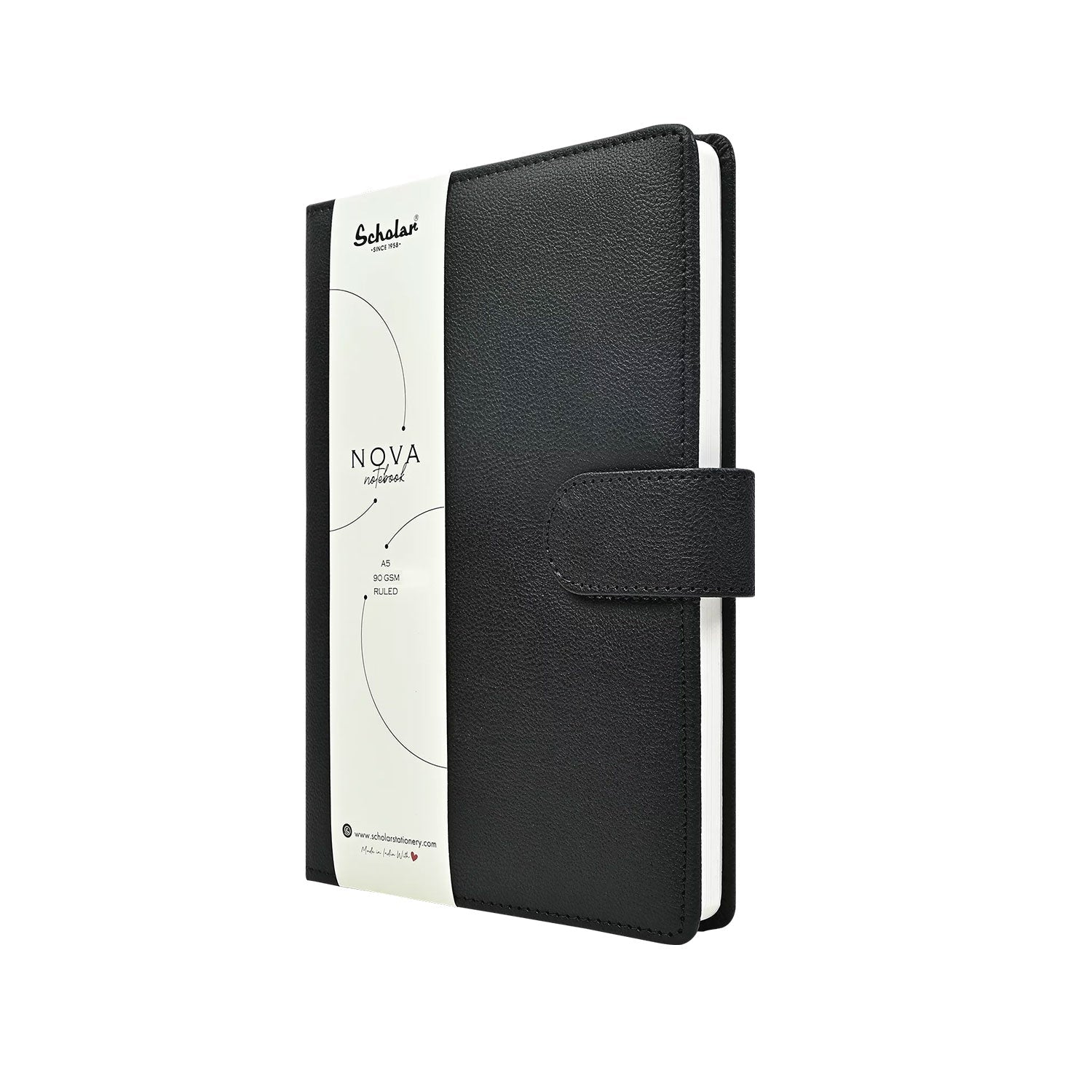 Scholar Nova Black Notebook - A5, Ruled