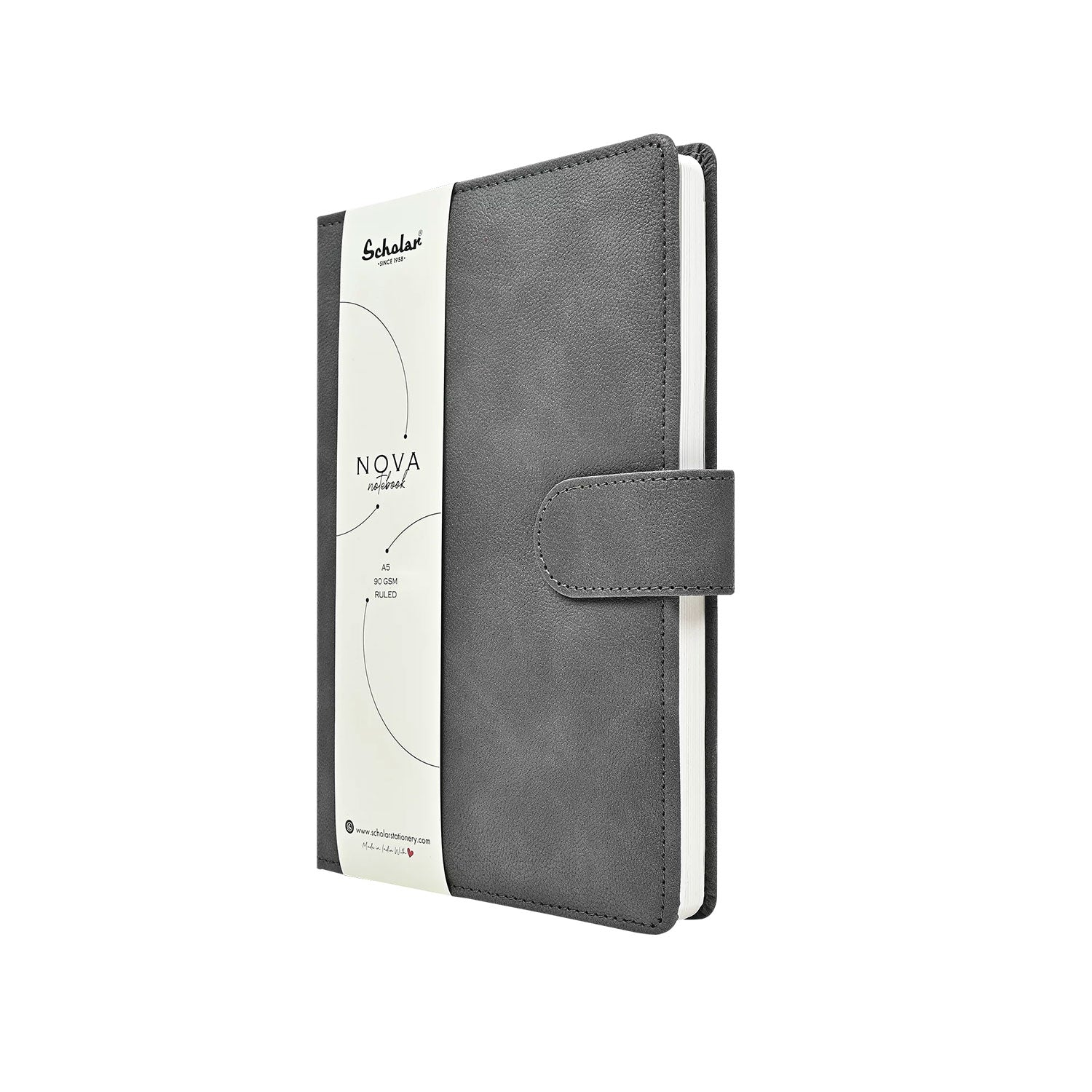 Scholar Nova Grey Notebook - A5, Ruled