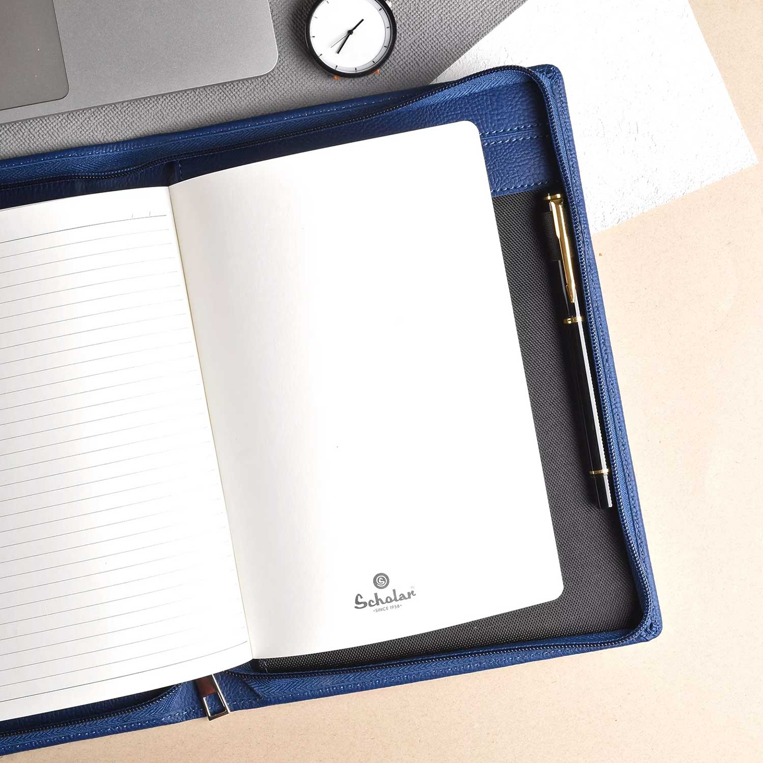 Scholar Vivant Folder Blue Notebook - A5, Ruled