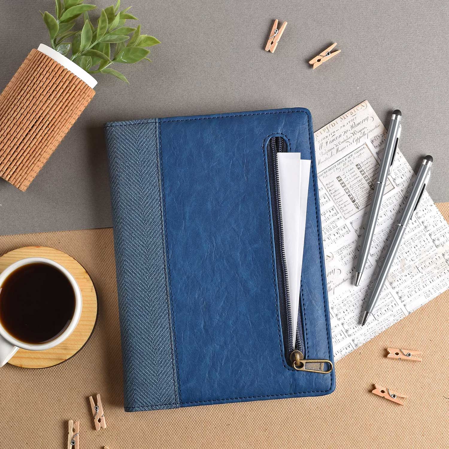 Scholar Zipper Blue Notebook - A5, Ruled