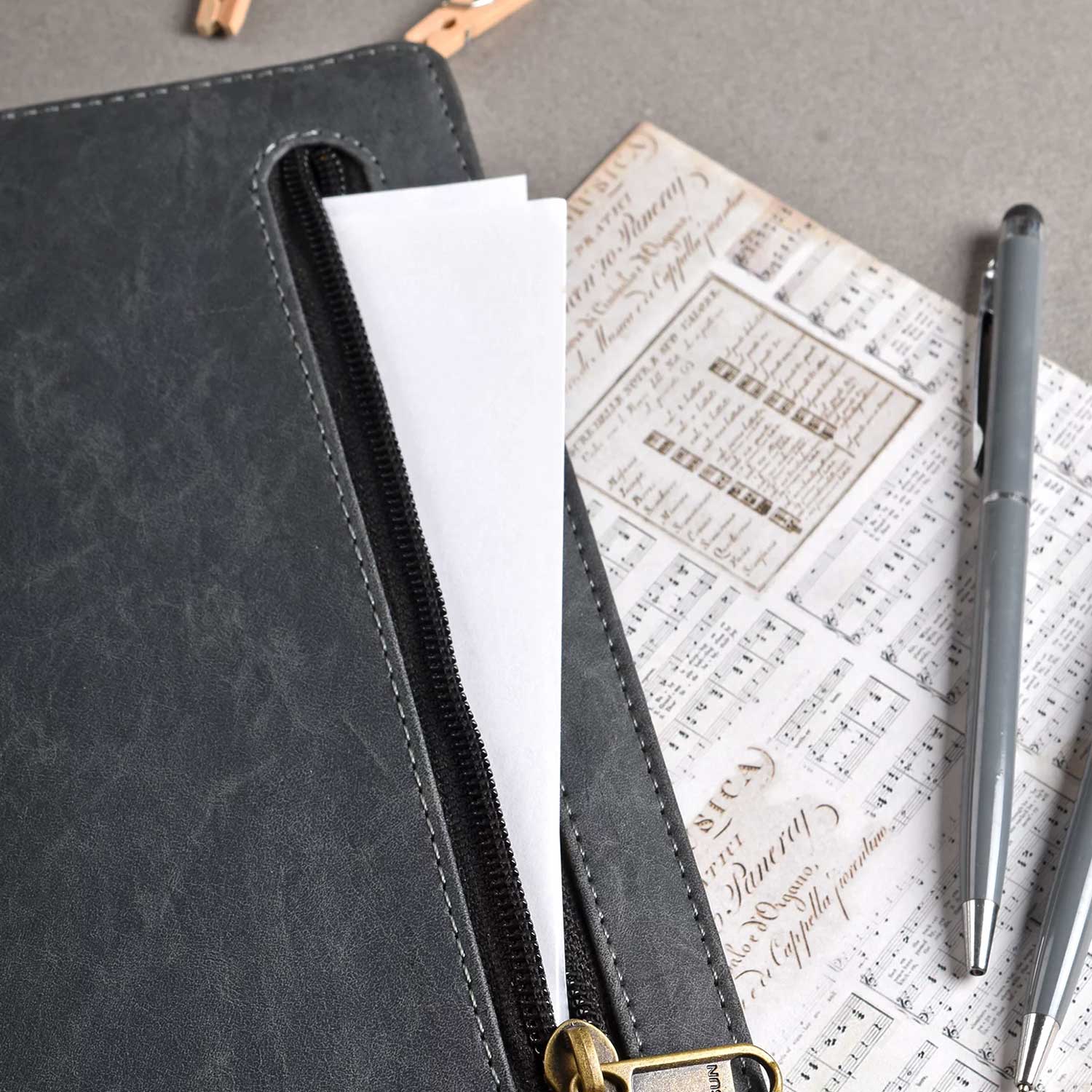 Scholar Zipper Grey Notebook - A5, Ruled