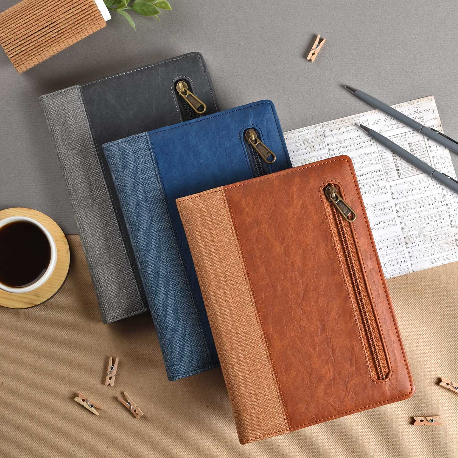 Scholar Zipper Grey Notebook - A5, Ruled