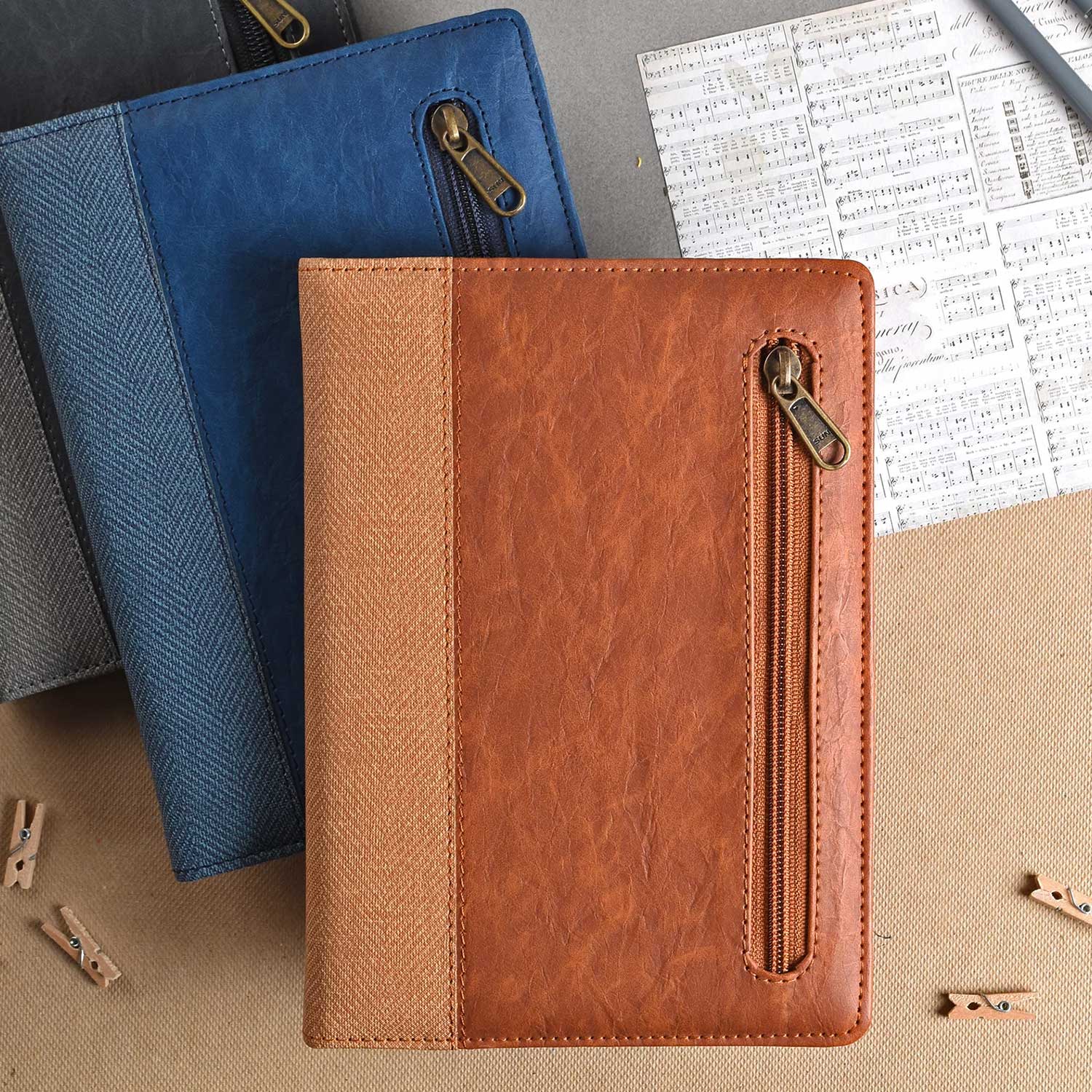 Scholar Zipper Grey Notebook - A5, Ruled
