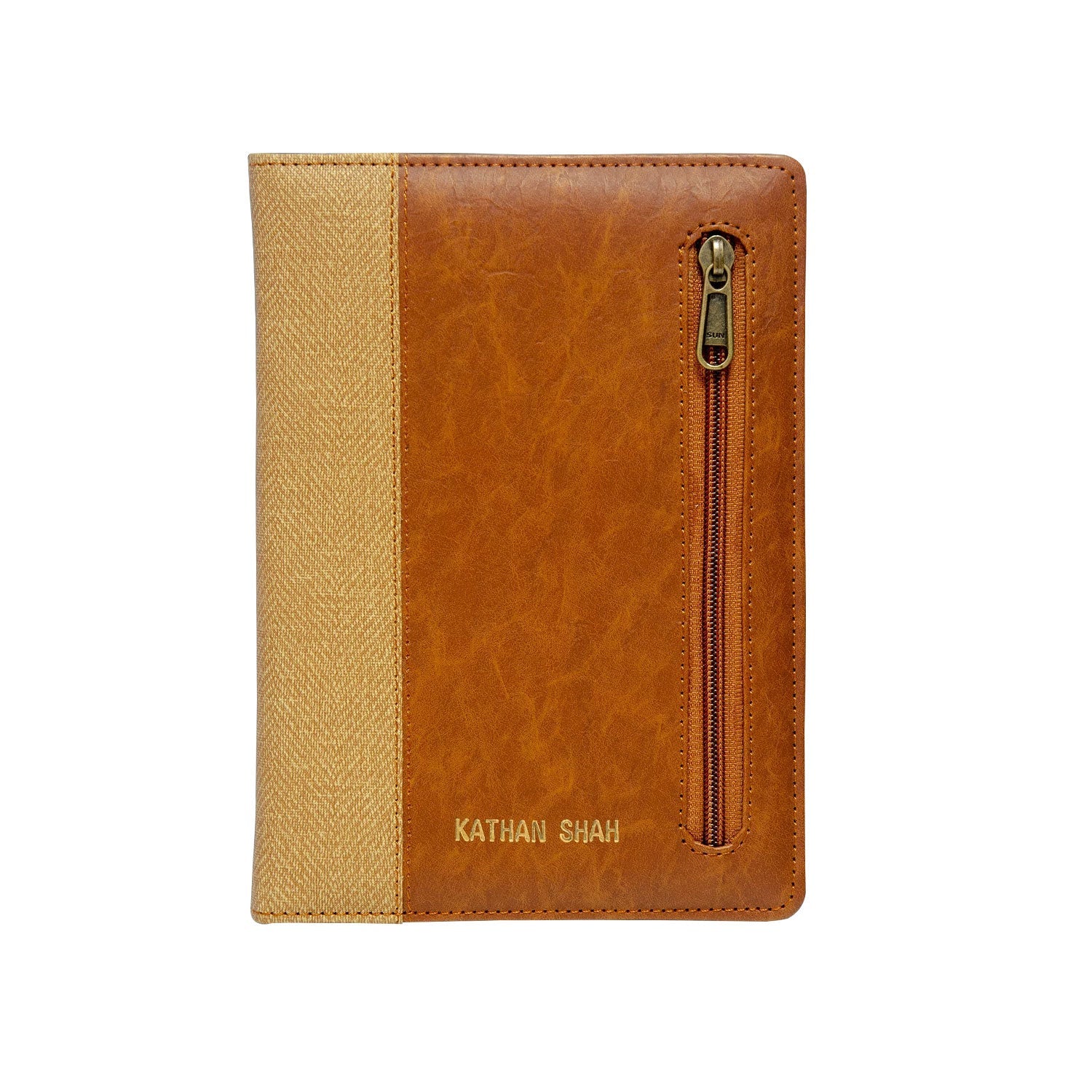 Scholar Zipper Tan Notebook - A5, Ruled