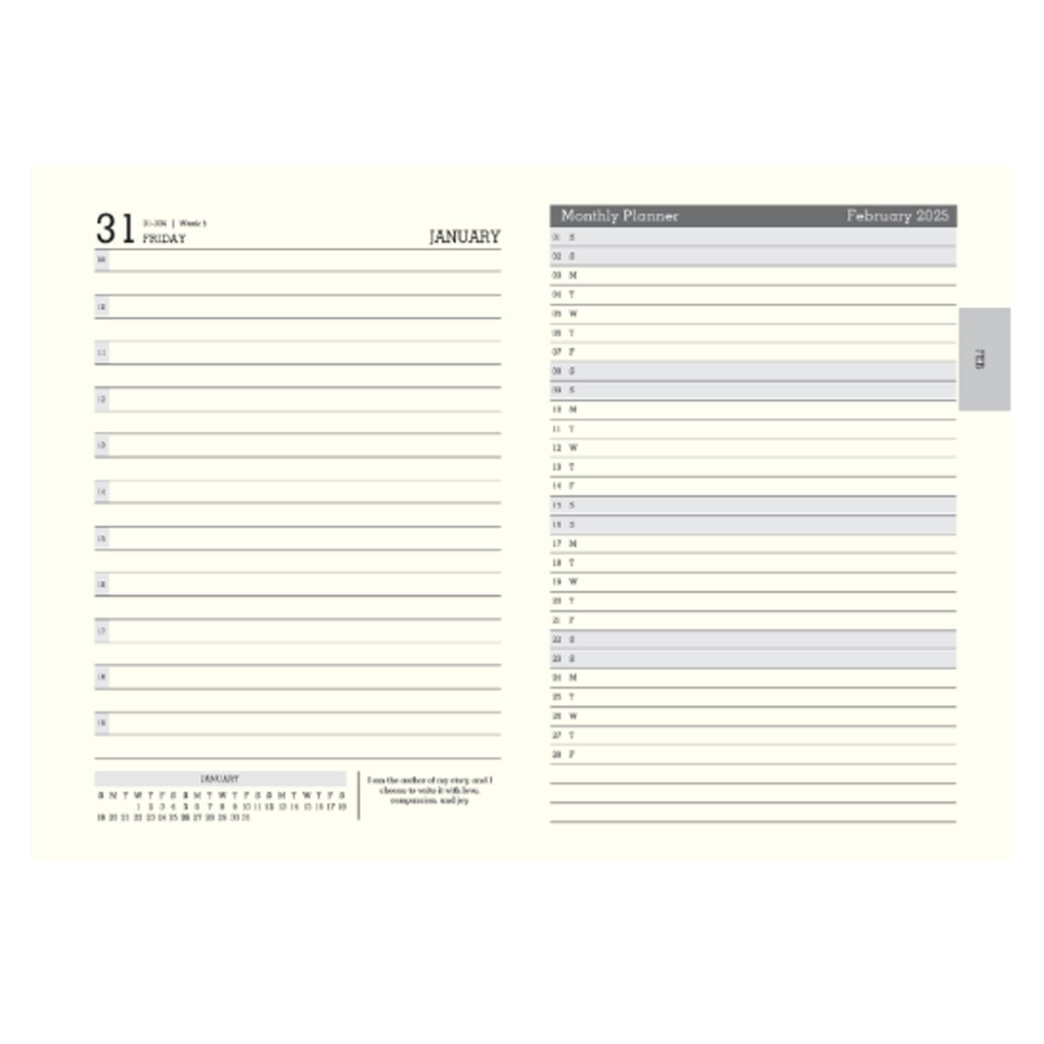 Scholar Essential 2025 B5 Daily Planner - Black