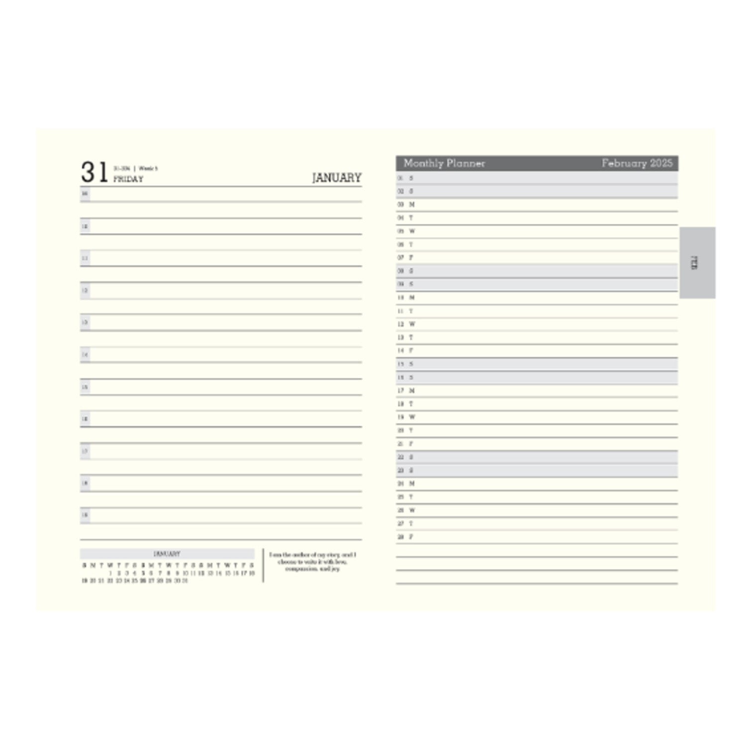 Scholar Legend 2025 B5 Daily Planner - Tan