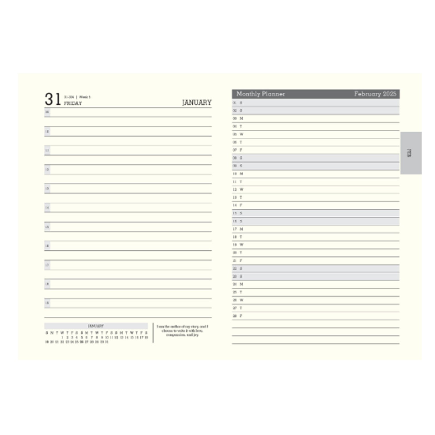 Scholar Magnet 2025 B5 Daily Planner - Tan