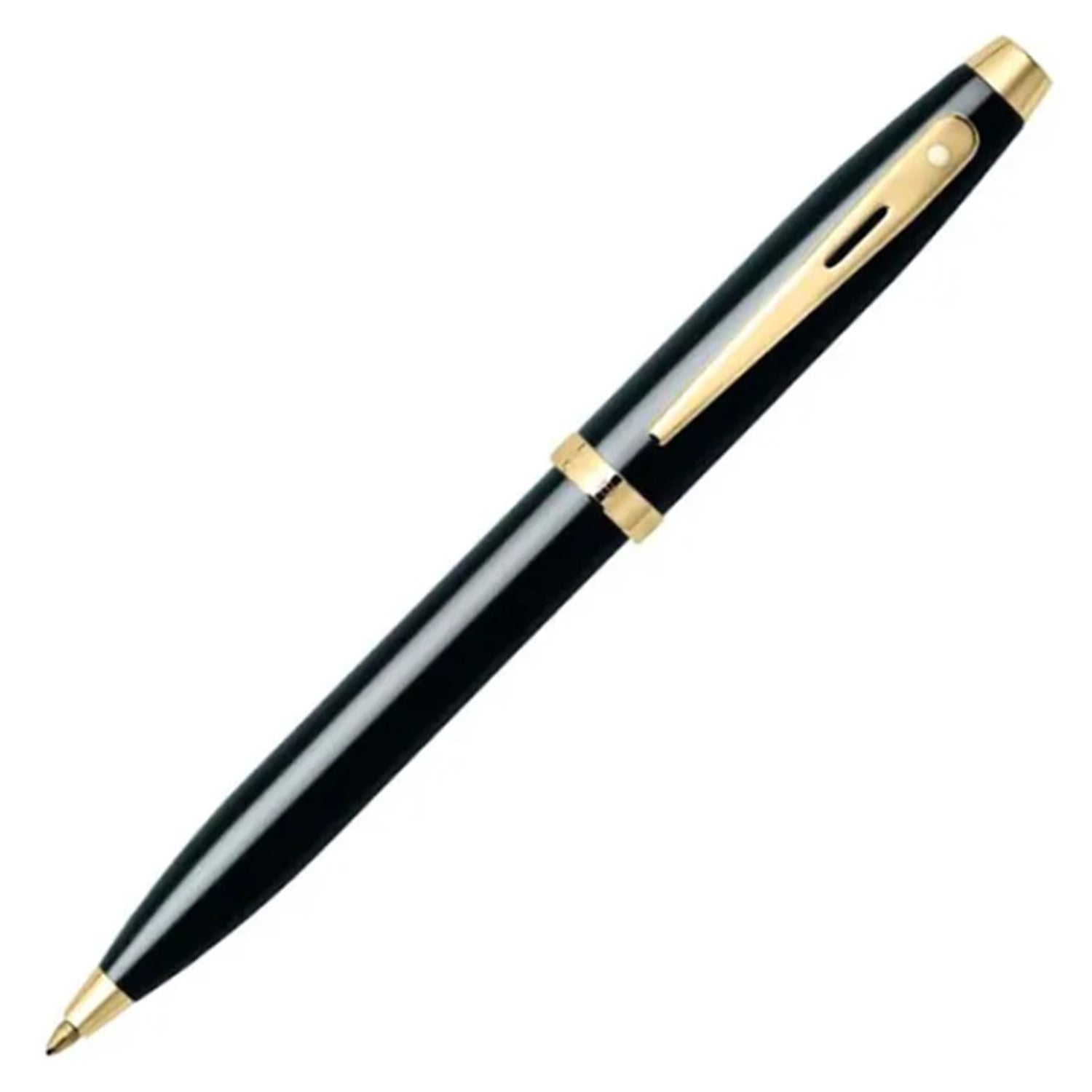 Sheaffer Gift Set - 100 Series Glossy Black GT Ball Pen with Gold Table Clock