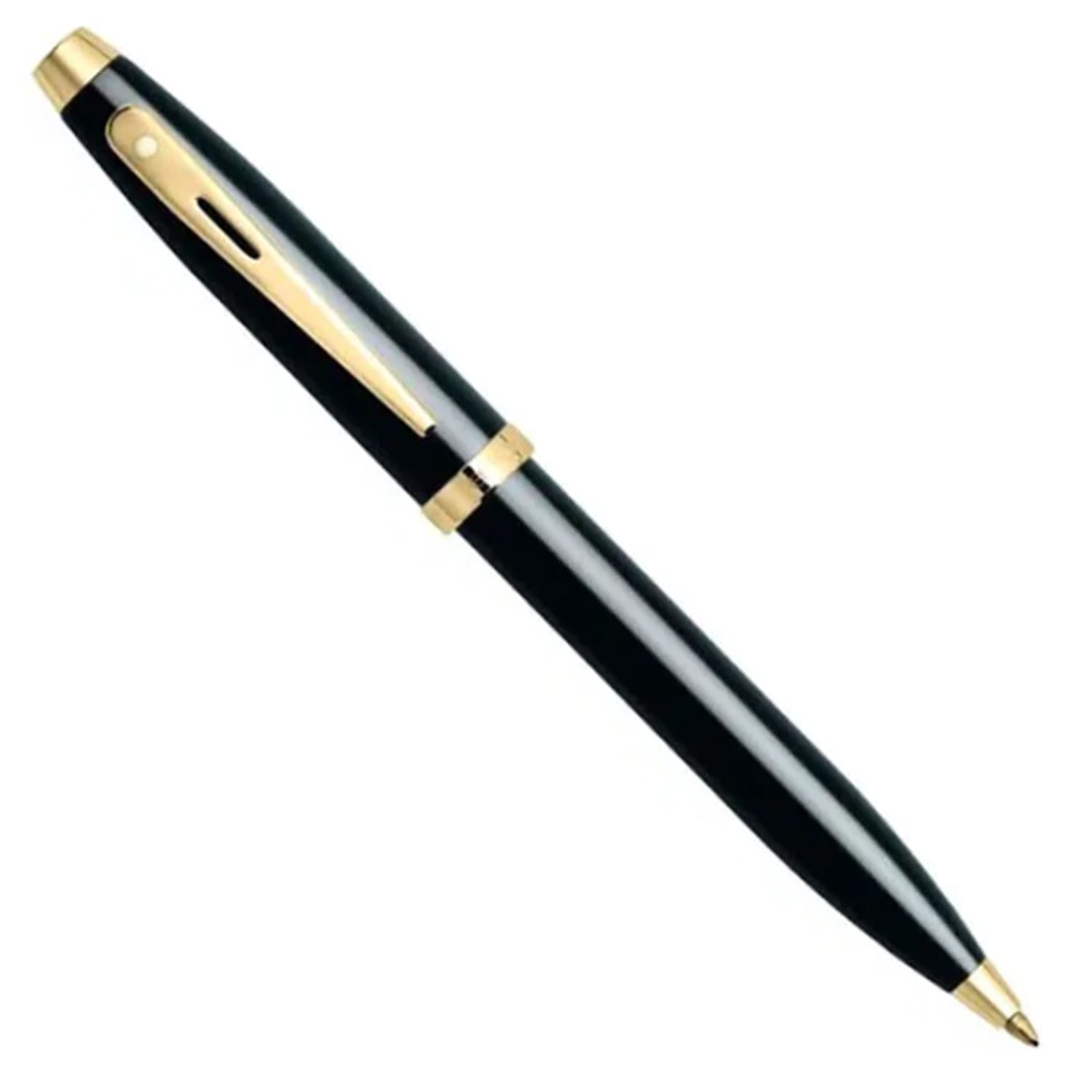 Sheaffer Gift Set - 100 Series Glossy Black GT Ball Pen with Gold Table Clock