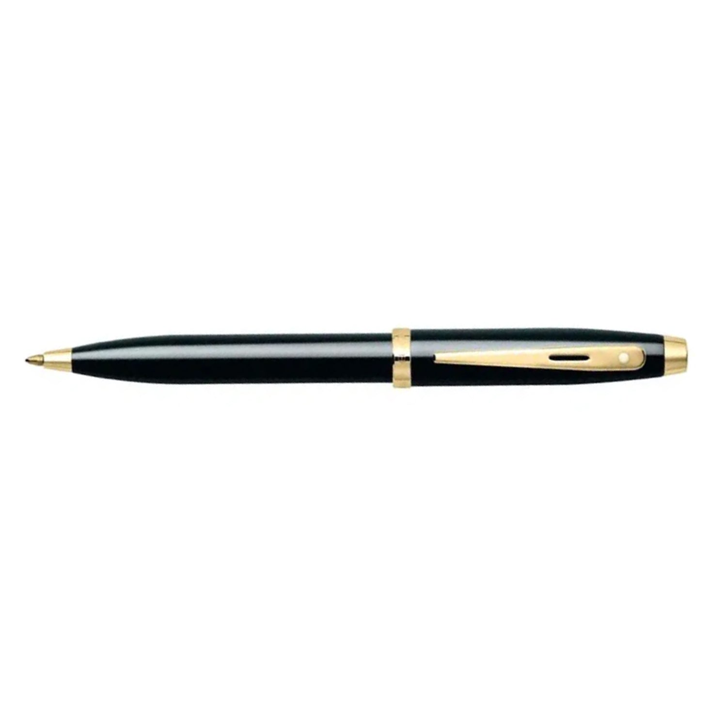 Sheaffer Gift Set - 100 Series Glossy Black GT Ball Pen with Gold Table Clock