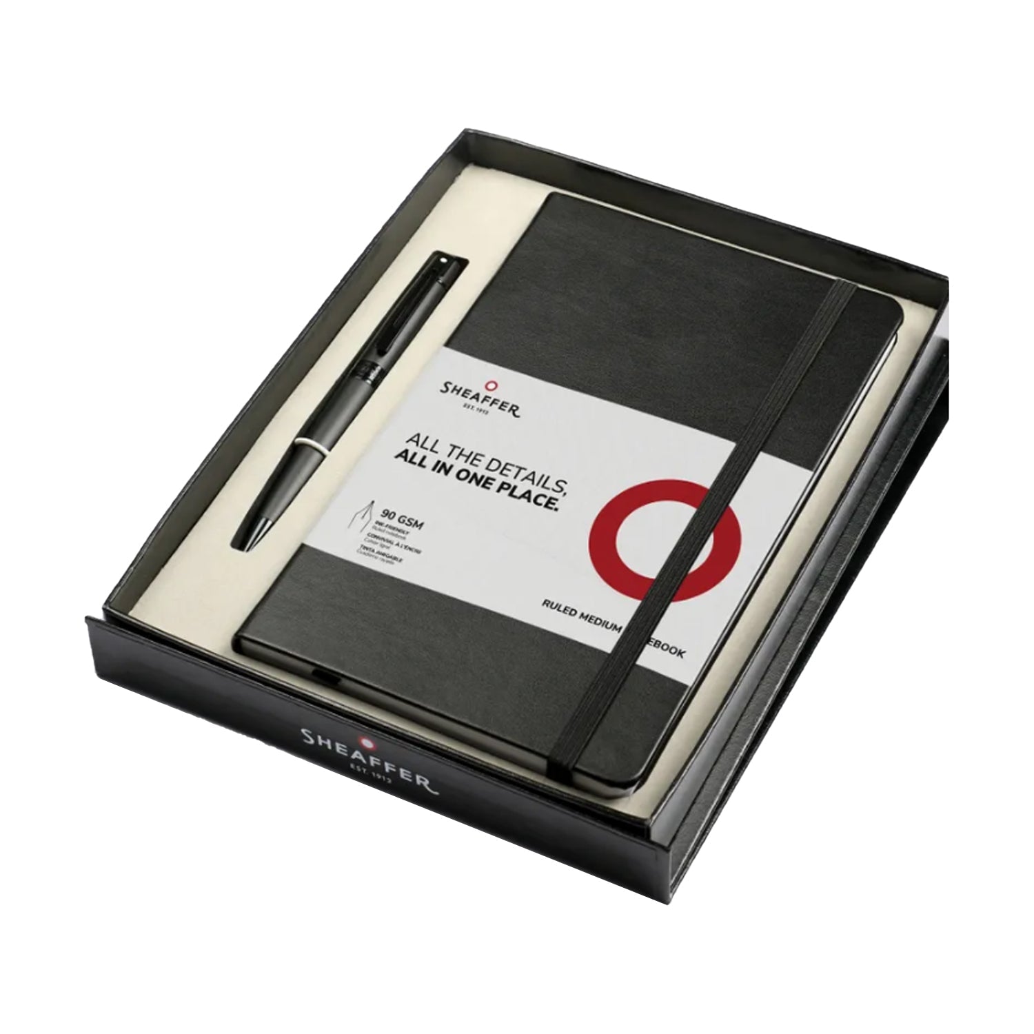 Sheaffer Gift Set - 300 Series Matte Black BT Ball Pen with A5 Black Notebook