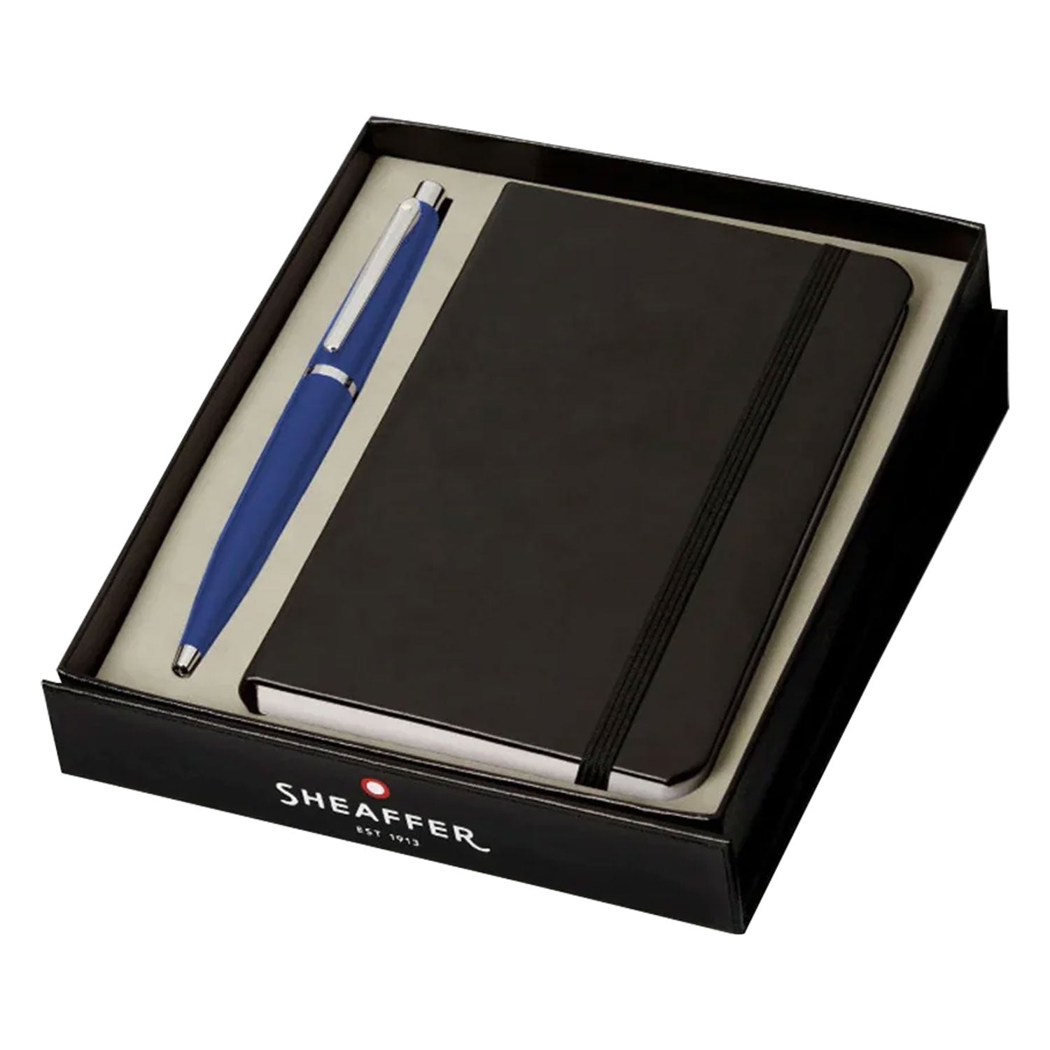 Sheaffer Gift Set - VFM Blue Ball Pen with A6 Black Notebook