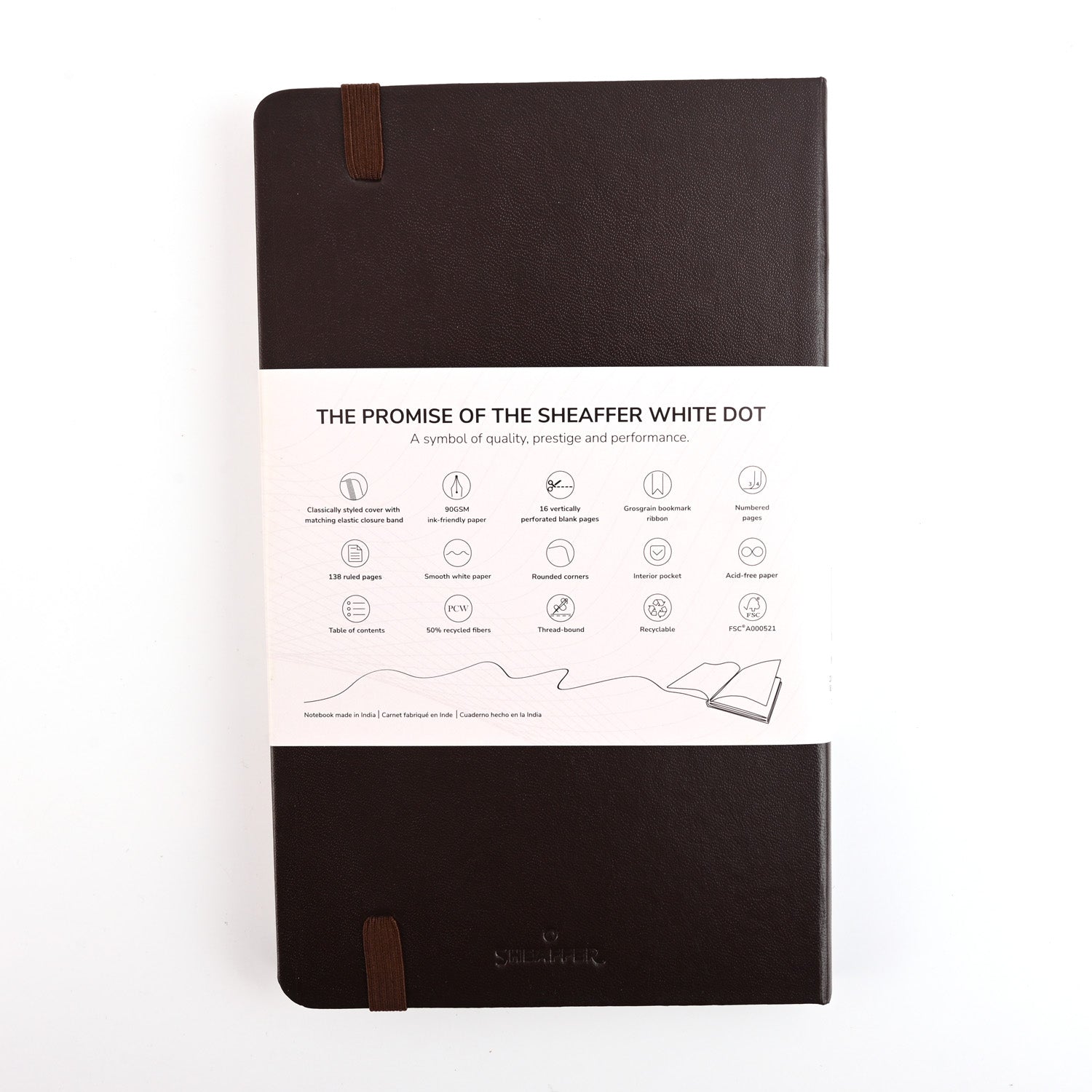 Sheaffer Superbook Organizer with Wireless Charging + 12000 mAh Powerbank and 16GB Pendrive - Brown