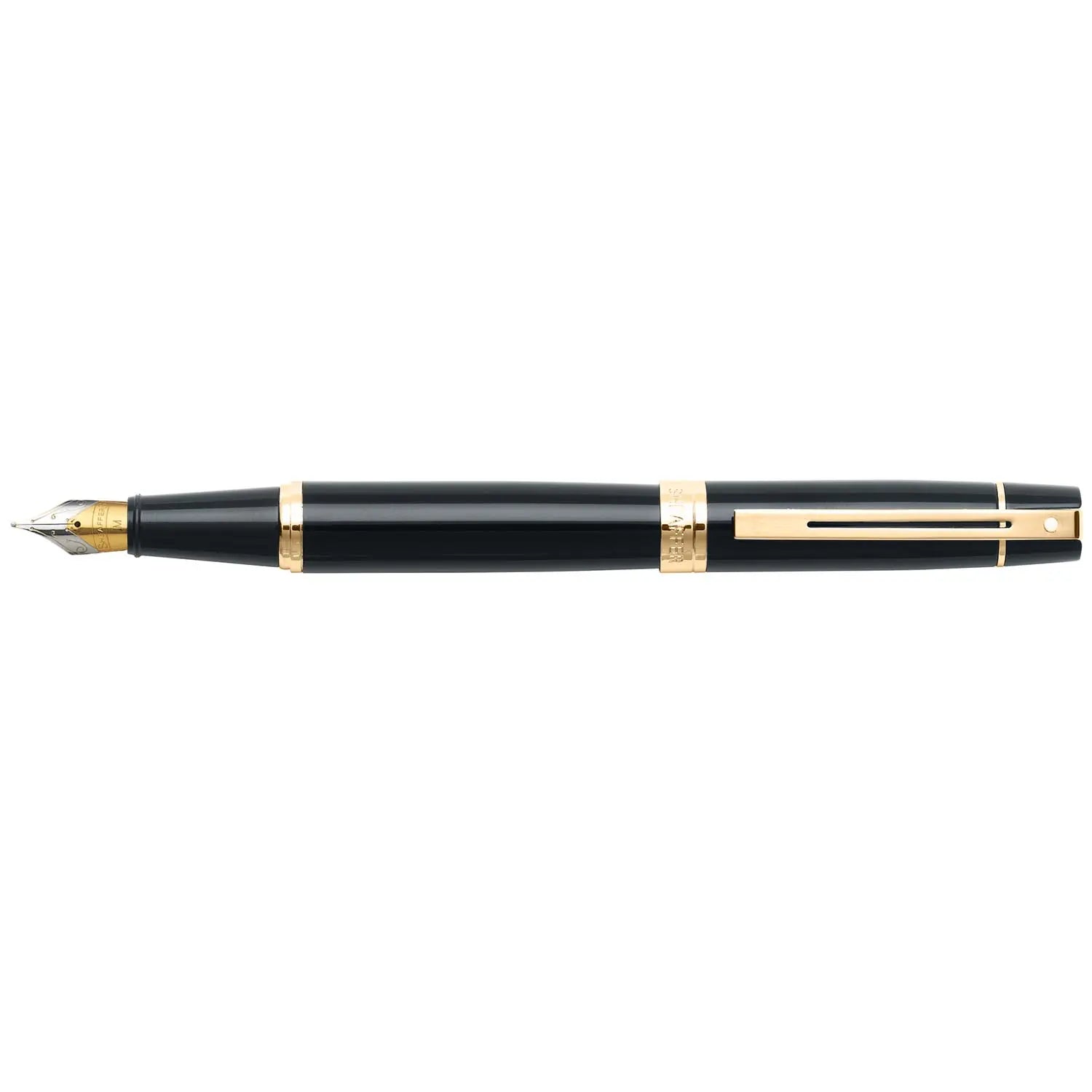 Sheaffer 300 Fountain Pen Glossy Black With Gold Tone Trim