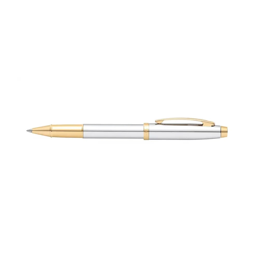 Sheaffer 100 Bright Chrome with Gold Tone Trim Rollerball Pen