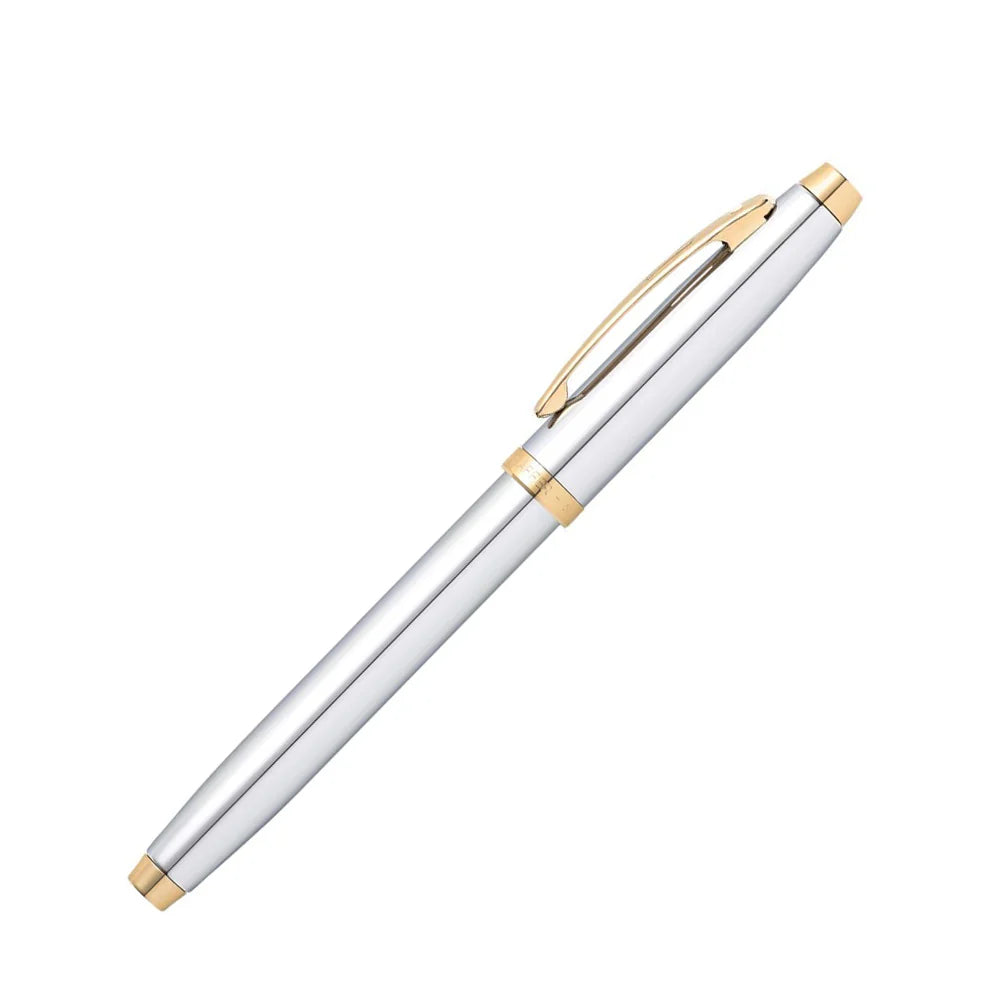 Sheaffer 100 Bright Chrome with Gold Tone Trim Rollerball Pen