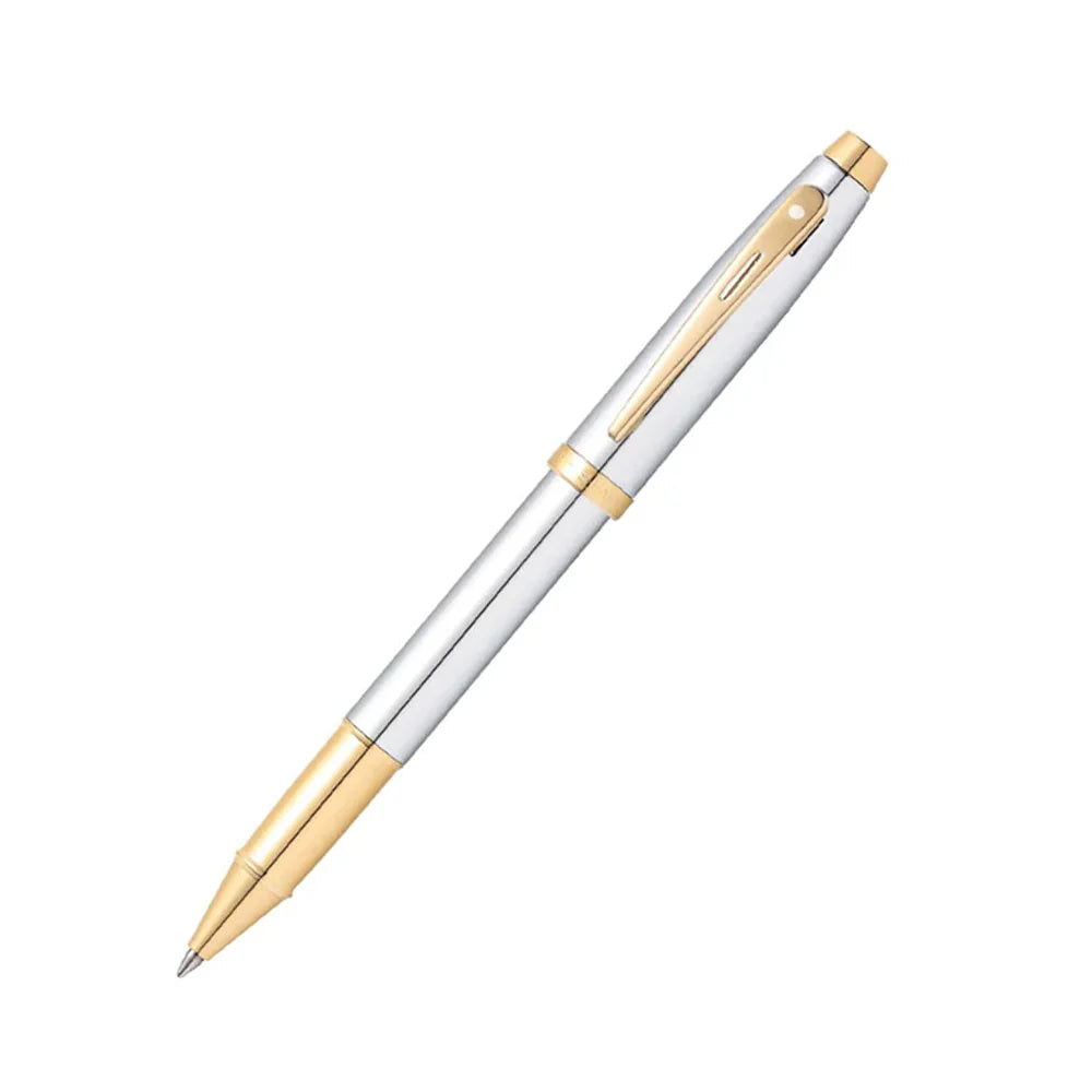 Sheaffer 100 Bright Chrome with Gold Tone Trim Rollerball Pen