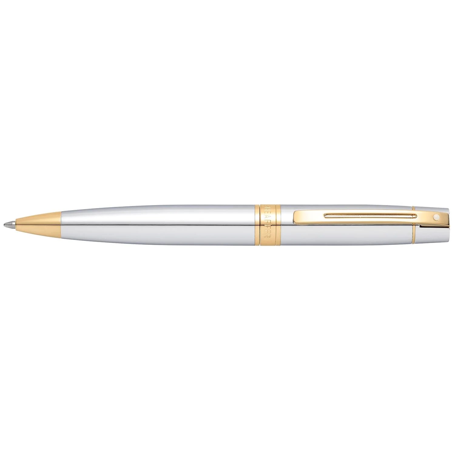 Sheaffer 300 Ballpoint Pen Bright Chrome with Gold Tone Trim