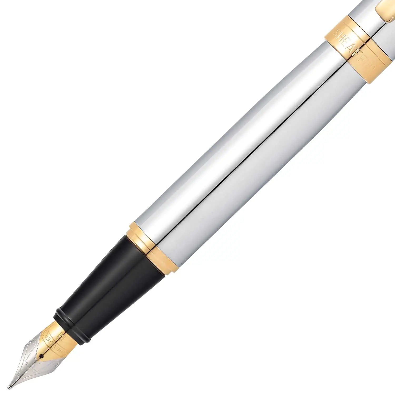 Sheaffer 300 Fountain Pen Bright Chrome with Gold Tone Trim Fine