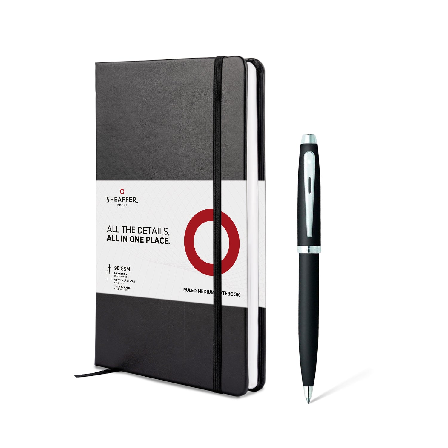 Sheaffer Gift Set - 100 Series Black CT Ball Pen with A5 Black Notebook