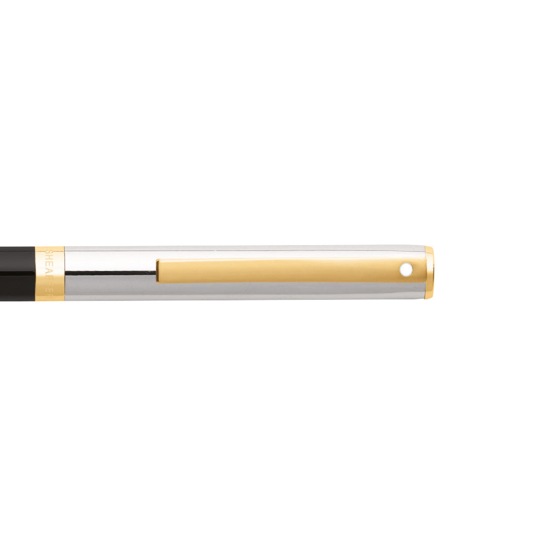Sheaffer Sagaris Gloss Black Barrel and Chrome Cap Ballpoint Pen With Gold Tone trim