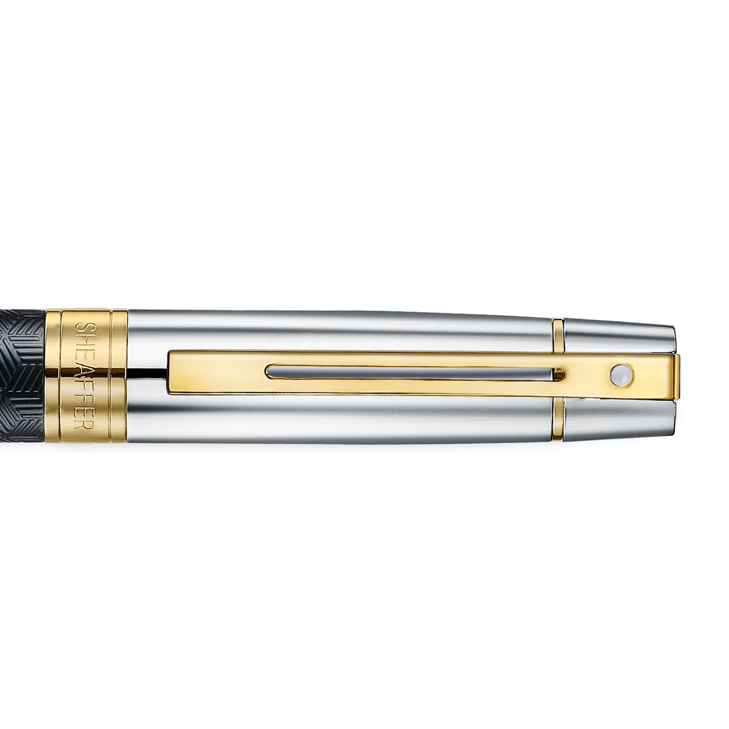 Sheaffer 300 Engraved Black Ballpoint Pen with Chrome Cap and Gold Trims
