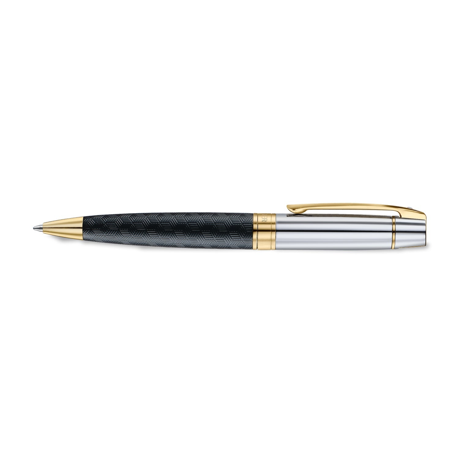 Sheaffer 300 Engraved Black Ballpoint Pen with Chrome Cap and Gold Trims
