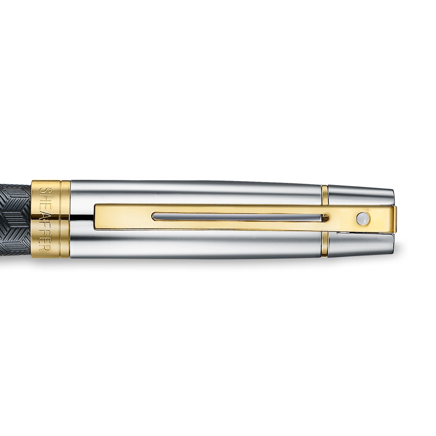 Sheaffer 300 Engraved Black Rollerball Pen with Chrome Cap and Gold Trims
