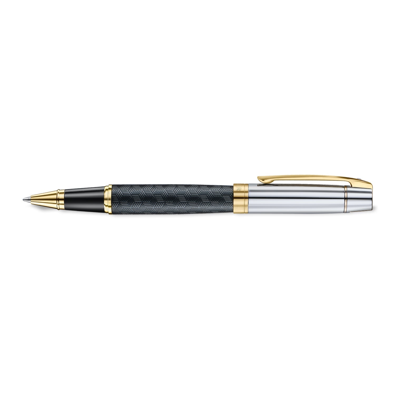 Sheaffer 300 Engraved Black Rollerball Pen with Chrome Cap and Gold Trims