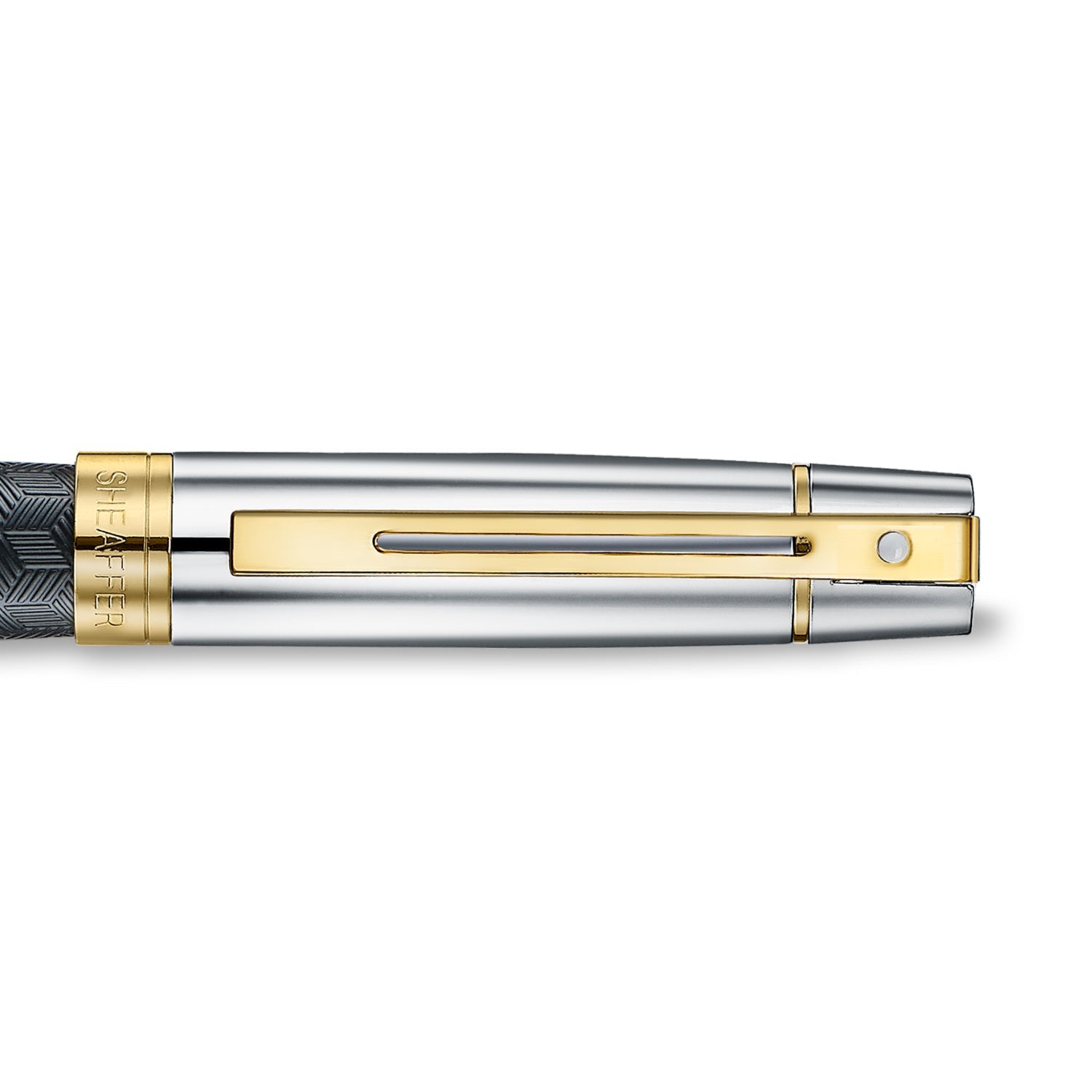 Sheaffer 300 Engraved Black Fountain Pen with Chrome Cap and Gold Trims