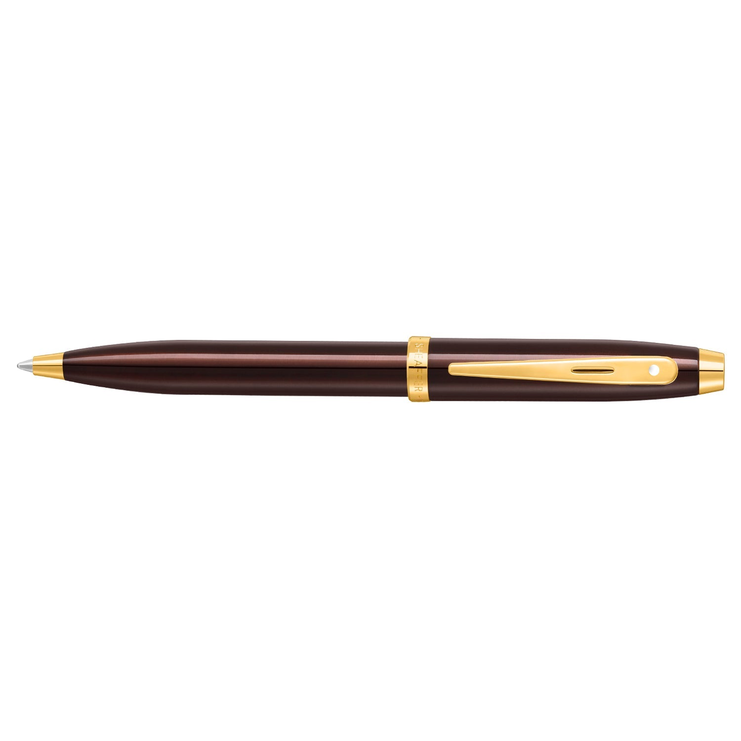 Sheaffer Gift Set ft. Glossy Brown 100 Ballpoint Pen with Gold Trims and Rustic Mocha Credit Card Holder