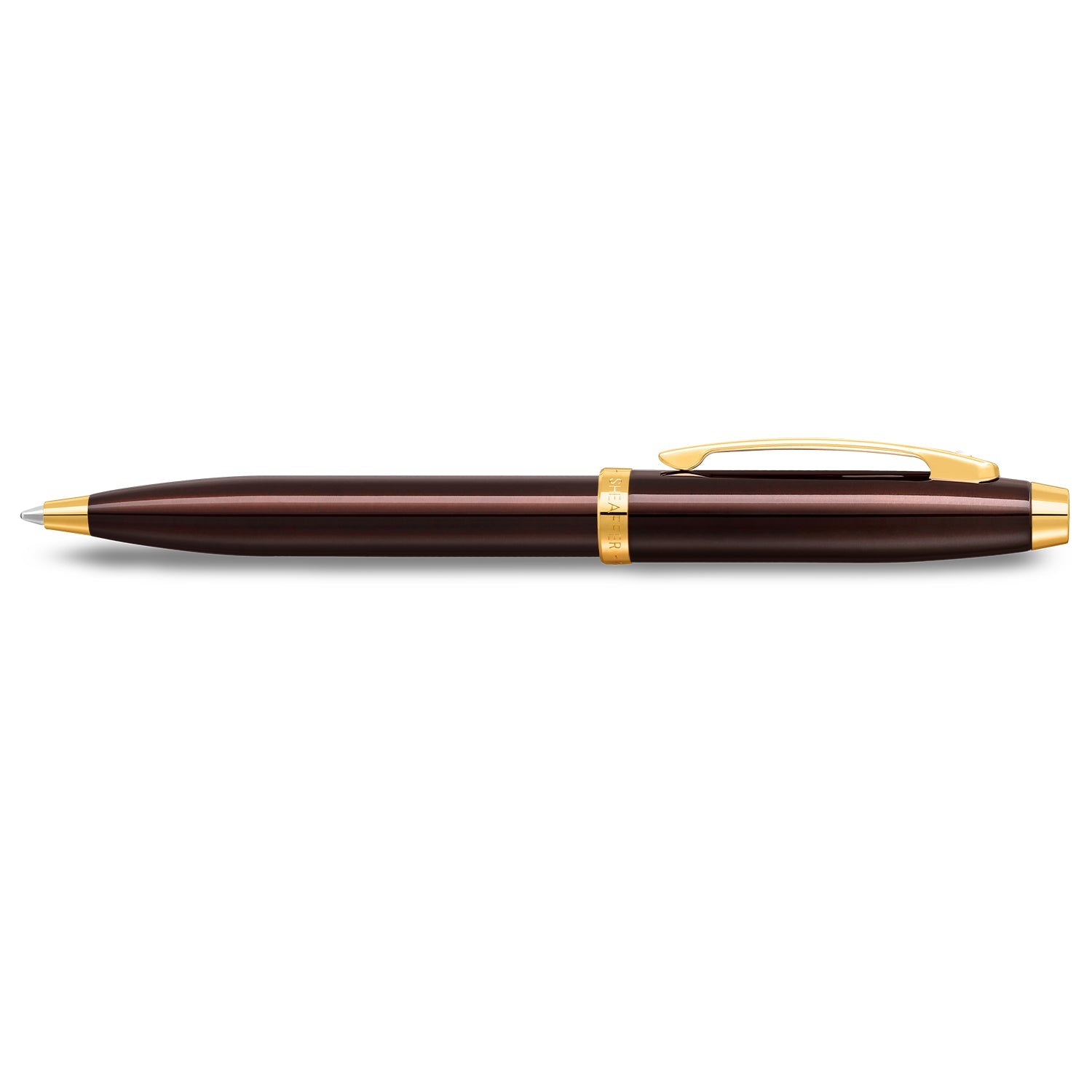 Sheaffer Gift Set ft. Glossy Brown 100 Ballpoint Pen with Gold Trims and Rustic Mocha Credit Card Holder